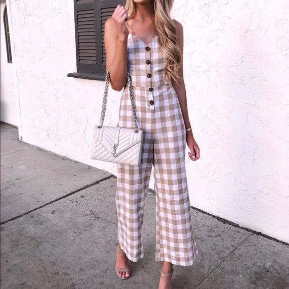 Forever 21 Other - Forever 21 Tie Back Gingham Jumpsuit Size Small